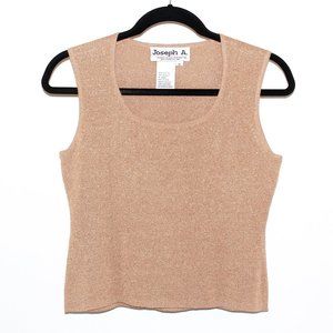 Joseph A. Silk and Metallic Gold Sweater Vest - Cropped